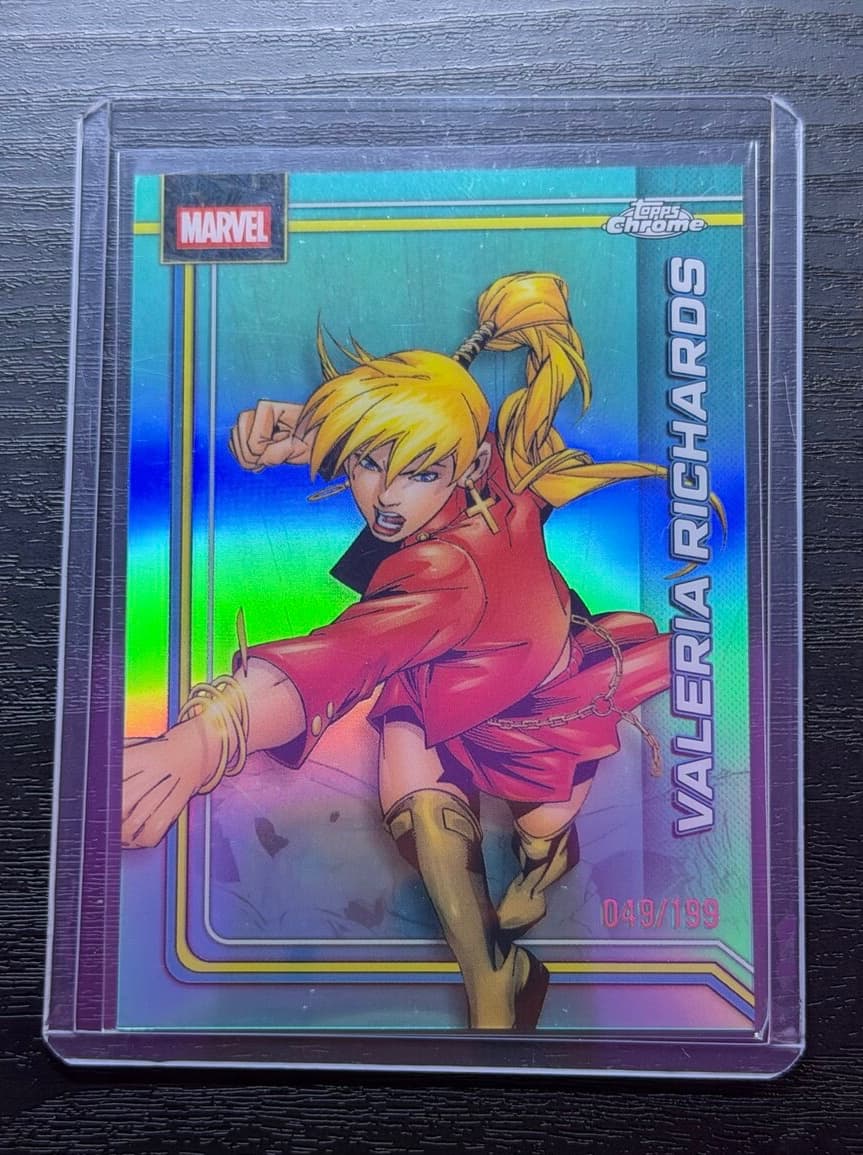 2026 Topps Chrome Marvel Comics Valeria Richards #186 Aqua Refractor 49/199