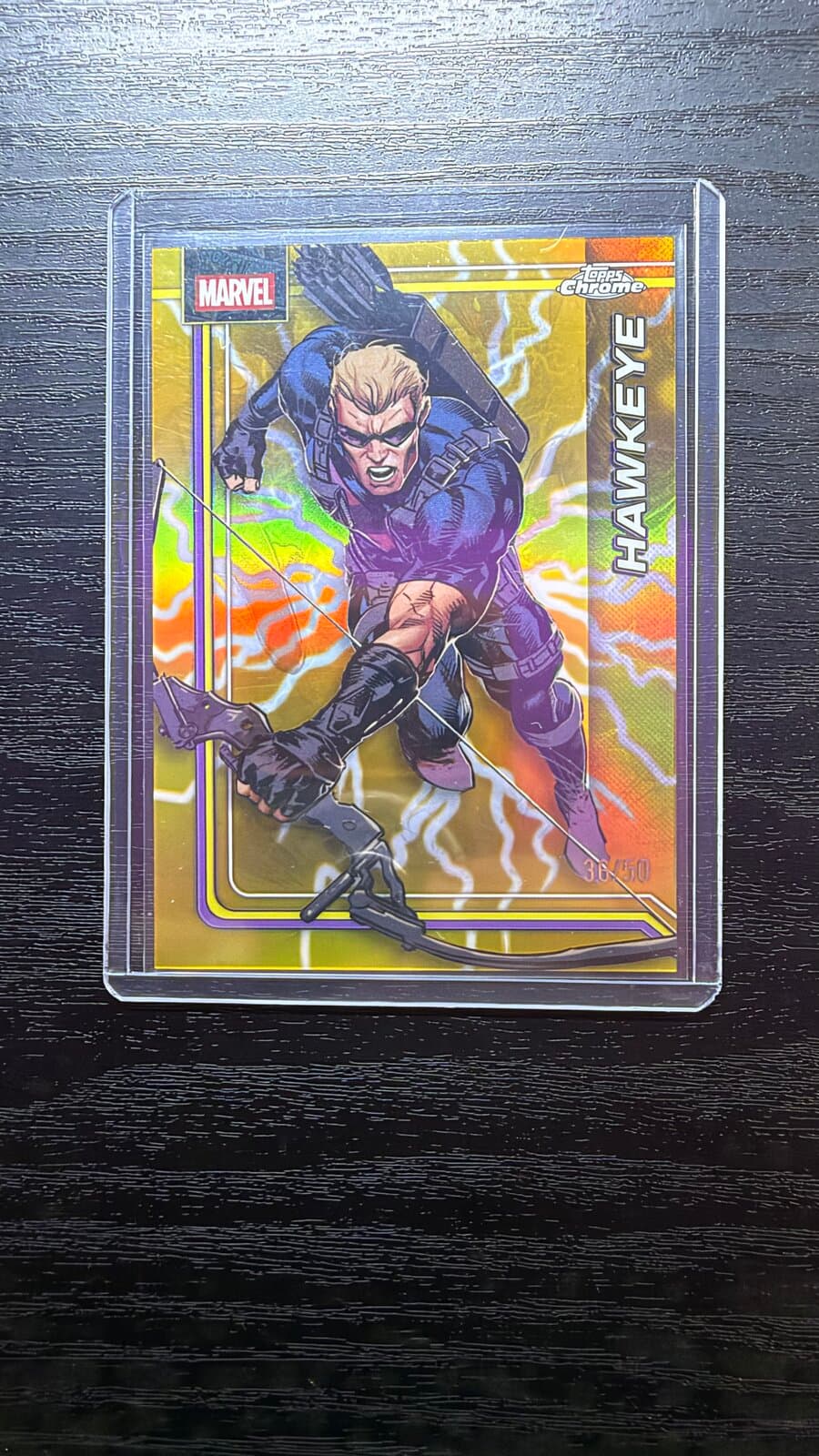 2026 Topps Chrome Marvel Comics Hawkeye #47 Gold Refractor 36/50